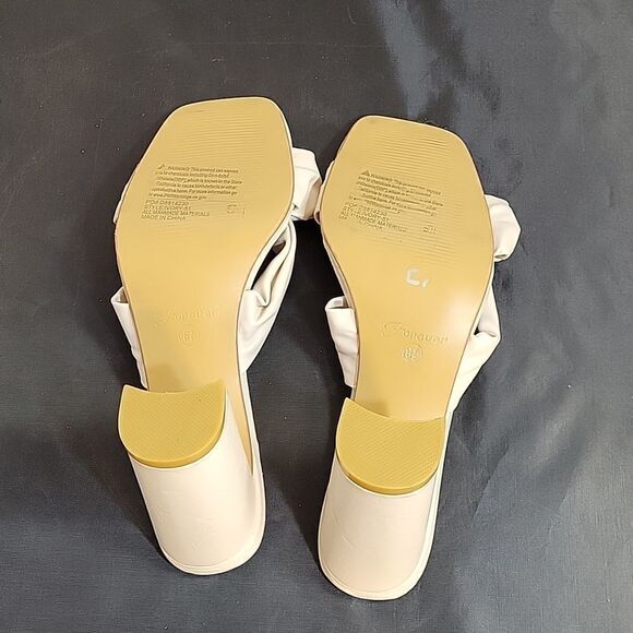 BRAND NEW FOREVER SQUARE TOE BOWTIE SLIDES HEEL BACKLESS CHUNKY HEEL SANDAL - Picture 13 of 15